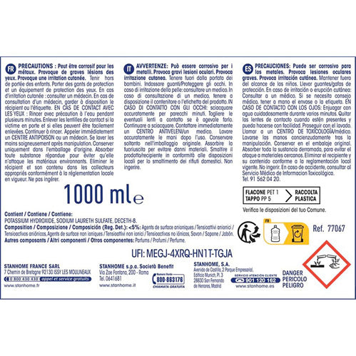 Visuel décrivant les contraintes réglementaires et composition du Nettoyant concentré sols pin frais