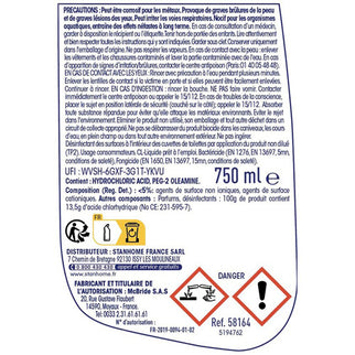 Visuel décrivant les contraintes réglementaires et composition du Gel toilette WC désinfectant et détartrant
