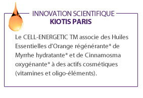 Le CELL-ENERGETIC associe des Huiles Essentielles d'Orange régénérante de Myrrhe hydratante et de Cinnamosma oxygénante à des actifs cosmétiques