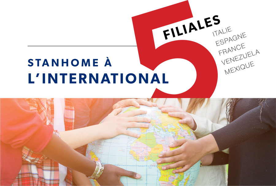 Stanhome à l'International - 5 filiales : Italie, Espagne, France, Venezuela, Mexique